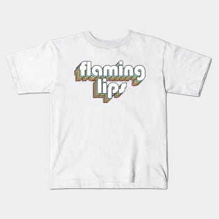 Flaming Lips - Retro Rainbow Typography Faded Style Kids T-Shirt
